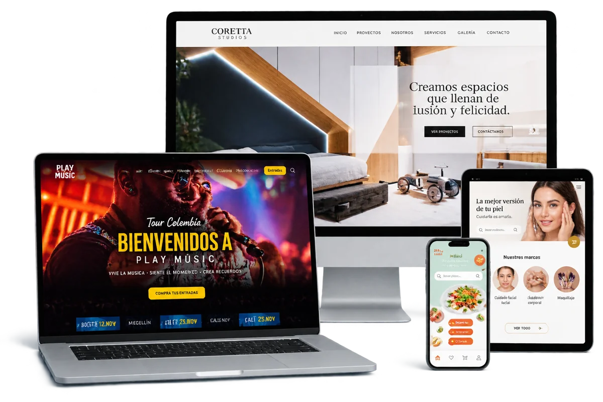 Ejemplos de diseños web en distintos dispositivos
